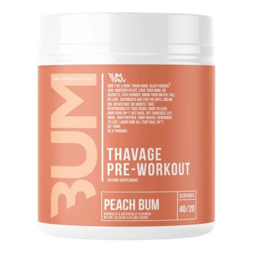 Raw Nutrition Thavage Pre-Workout, Peach Bum - 520g