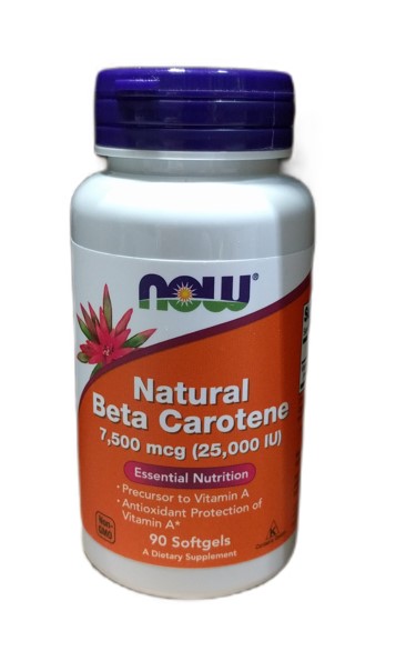 NOW Foods Beta Carotene Natural, 7 500 mcg (25 000 IU) - 90 softgels