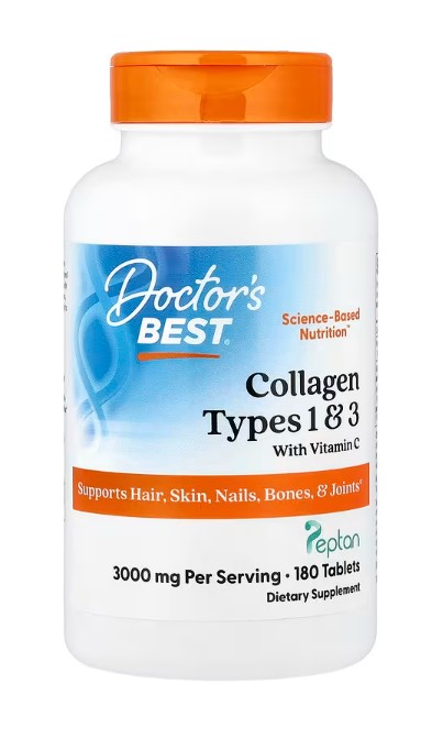 Doctor's Best Collagen Types 1 and 3 with Peptan and Vitamin C, 3000mg - 180 tabs