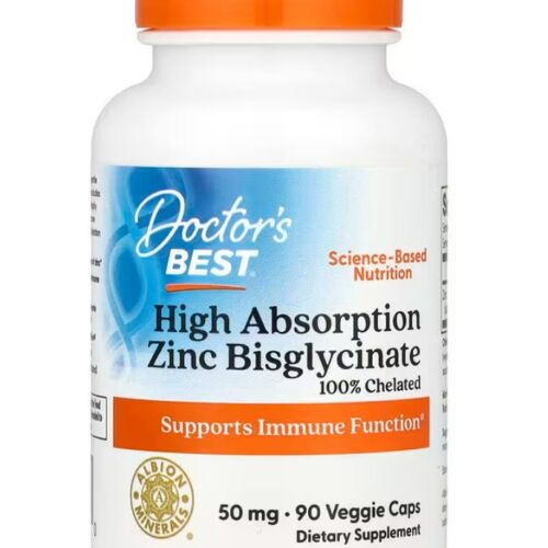 Doctor's Best High Absorption Zinc Bisglycinate, 50mg - 90 vcaps