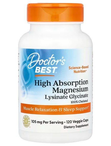 Doctor's Best High Absorption Magnesium, 105mg - 120 vcaps
