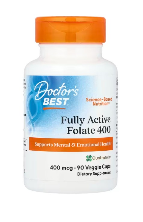 Doctor's Best Fully Active Folate 400 with Quatrefolic, 400mcg - 90 vcaps