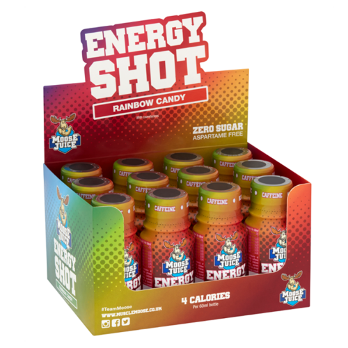 Muscle Moose Moose Juice Energy Shot, Rainbow Candy - 12x60ml