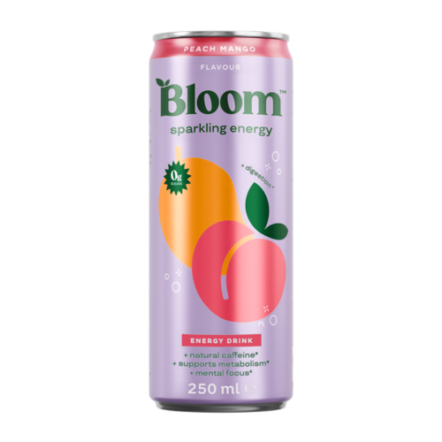 Bloom Sparkling Energy, Peach Mango - 12x250ml