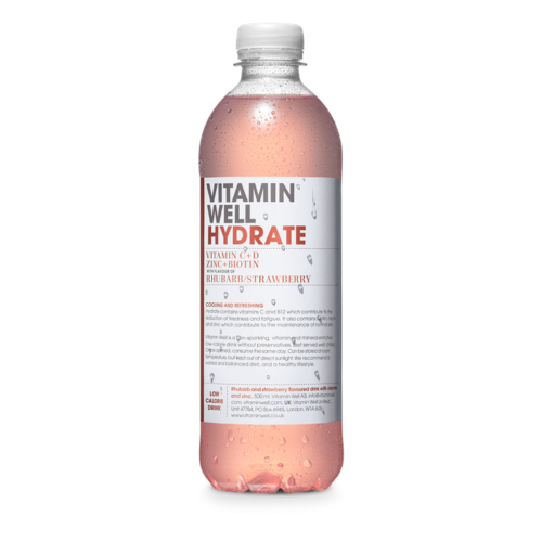 Vitamin Well Hydrate, Rhubarb & Strawberry - 12x500ml