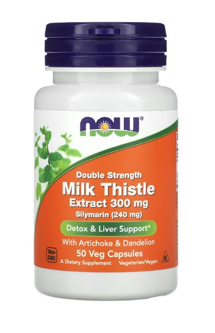 NOW Foods Milk Thistle Extract with Artichoke & Dandelion, 300mg Double Strength - 50 vcaps